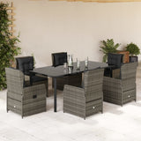vidaXL 3-delige Tuinset met kussens poly rattan zwart