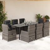 vidaXL 3-delige Tuinset met kussens poly rattan zwart