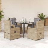 vidaXL 3-delige Tuinset met kussens poly rattan zwart