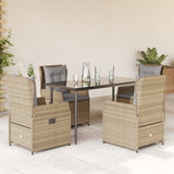 vidaXL 3-delige Tuinset met kussens poly rattan zwart