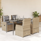 vidaXL 3-delige Tuinset met kussens poly rattan zwart