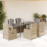 vidaXL 3-delige Tuinset met kussens poly rattan zwart