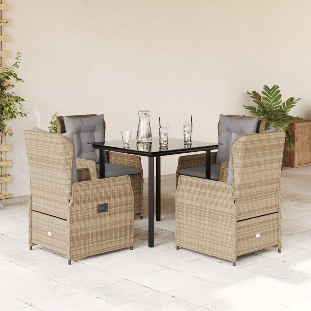 vidaXL 3-delige Tuinset met kussens poly rattan zwart