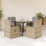 vidaXL 3-delige Tuinset met kussens poly rattan zwart