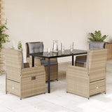 vidaXL 3-delige Tuinset met kussens poly rattan zwart