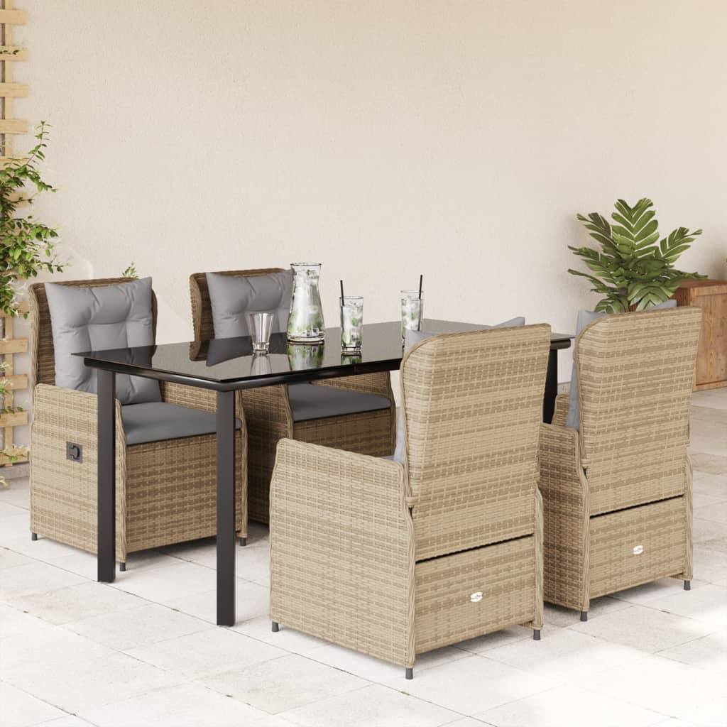 vidaXL 3-delige Tuinset met kussens poly rattan zwart