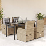 vidaXL 3-delige Tuinset met kussens poly rattan zwart
