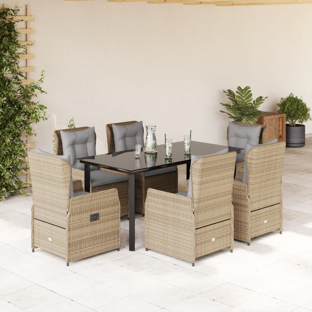 vidaXL 3-delige Tuinset met kussens poly rattan zwart