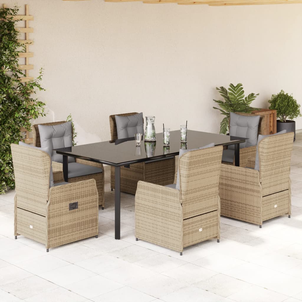 vidaXL 3-delige Tuinset met kussens poly rattan zwart