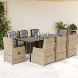 vidaXL 3-delige Tuinset met kussens poly rattan zwart