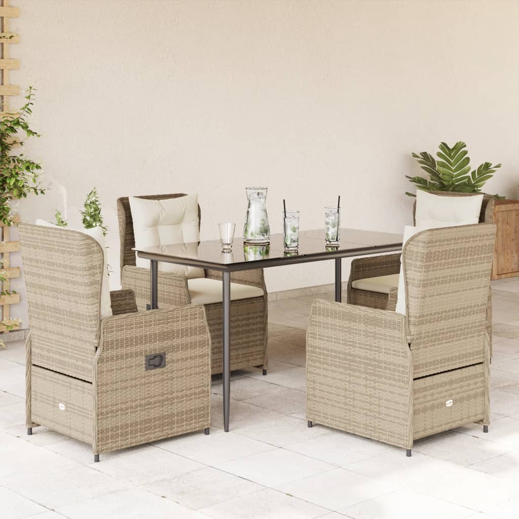 vidaXL 3-delige Tuinset met kussens poly rattan zwart