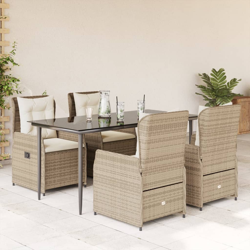 vidaXL 3-delige Tuinset met kussens poly rattan zwart