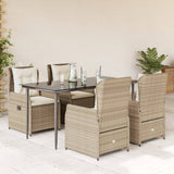 vidaXL 3-delige Tuinset met kussens poly rattan zwart