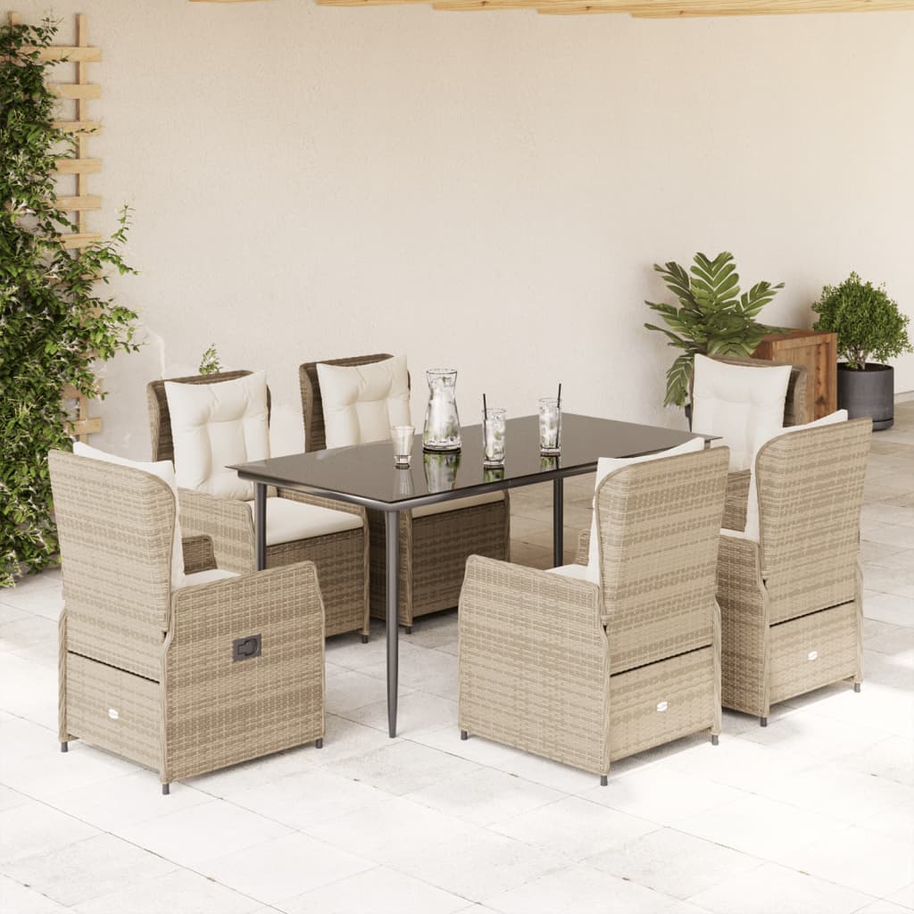 vidaXL 3-delige Tuinset met kussens poly rattan zwart