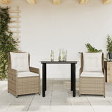 vidaXL 3-delige Tuinset met kussens poly rattan zwart