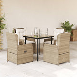 vidaXL 3-delige Tuinset met kussens poly rattan zwart