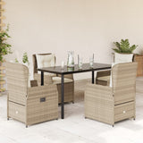 vidaXL 3-delige Tuinset met kussens poly rattan zwart