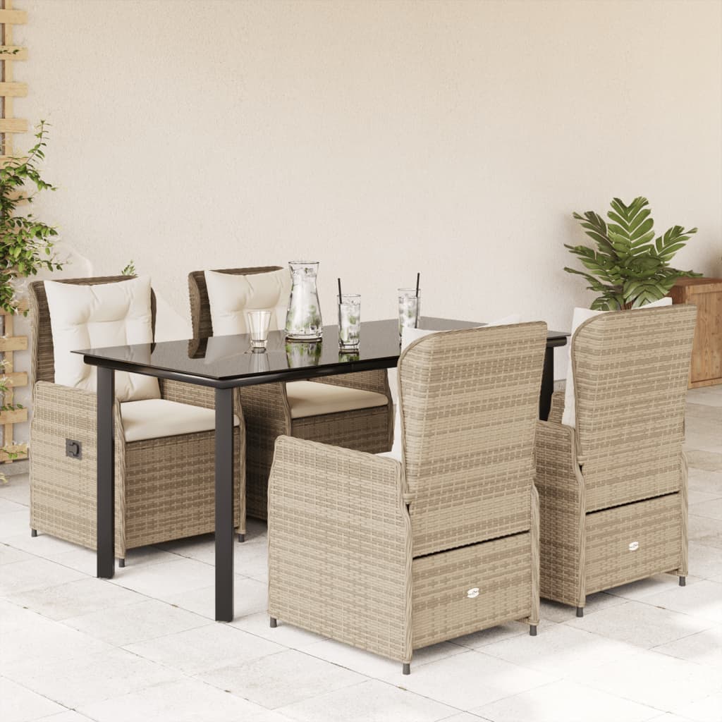 vidaXL 3-delige Tuinset met kussens poly rattan zwart