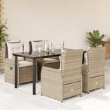 vidaXL 3-delige Tuinset met kussens poly rattan zwart