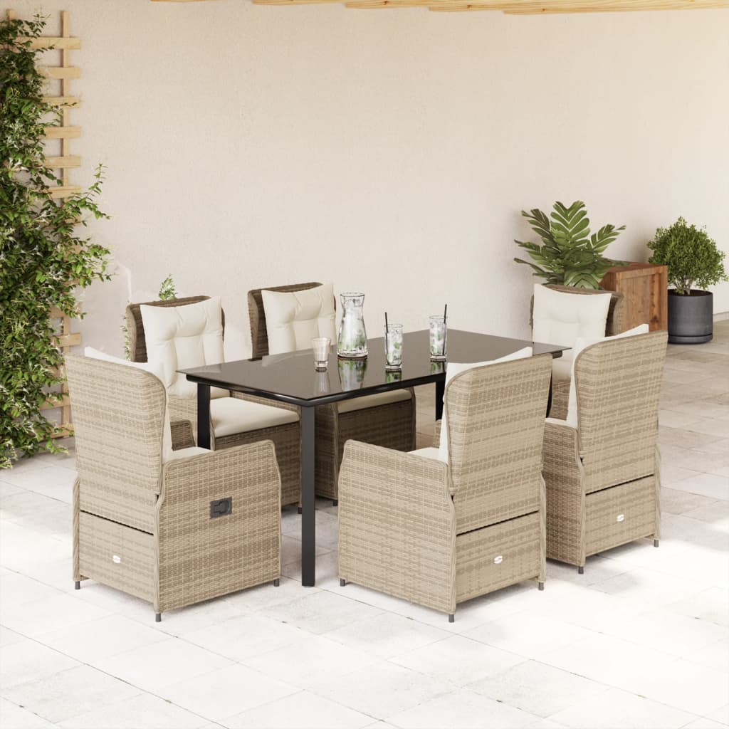 vidaXL 3-delige Tuinset met kussens poly rattan zwart
