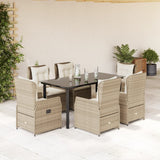 vidaXL 3-delige Tuinset met kussens poly rattan zwart