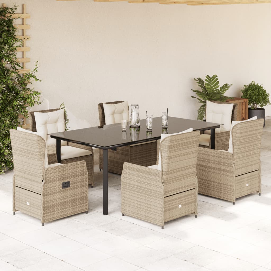 vidaXL 3-delige Tuinset met kussens poly rattan zwart
