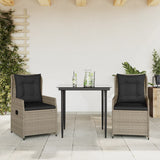 vidaXL 3-delige Tuinset met kussens poly rattan zwart