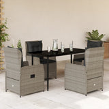vidaXL 3-delige Tuinset met kussens poly rattan zwart