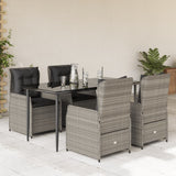 vidaXL 3-delige Tuinset met kussens poly rattan zwart