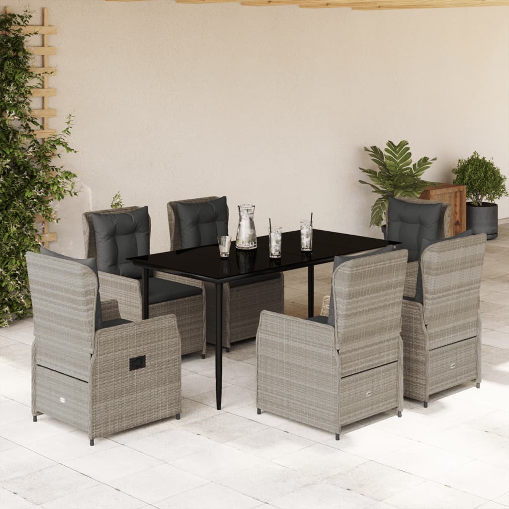 vidaXL 3-delige Tuinset met kussens poly rattan zwart
