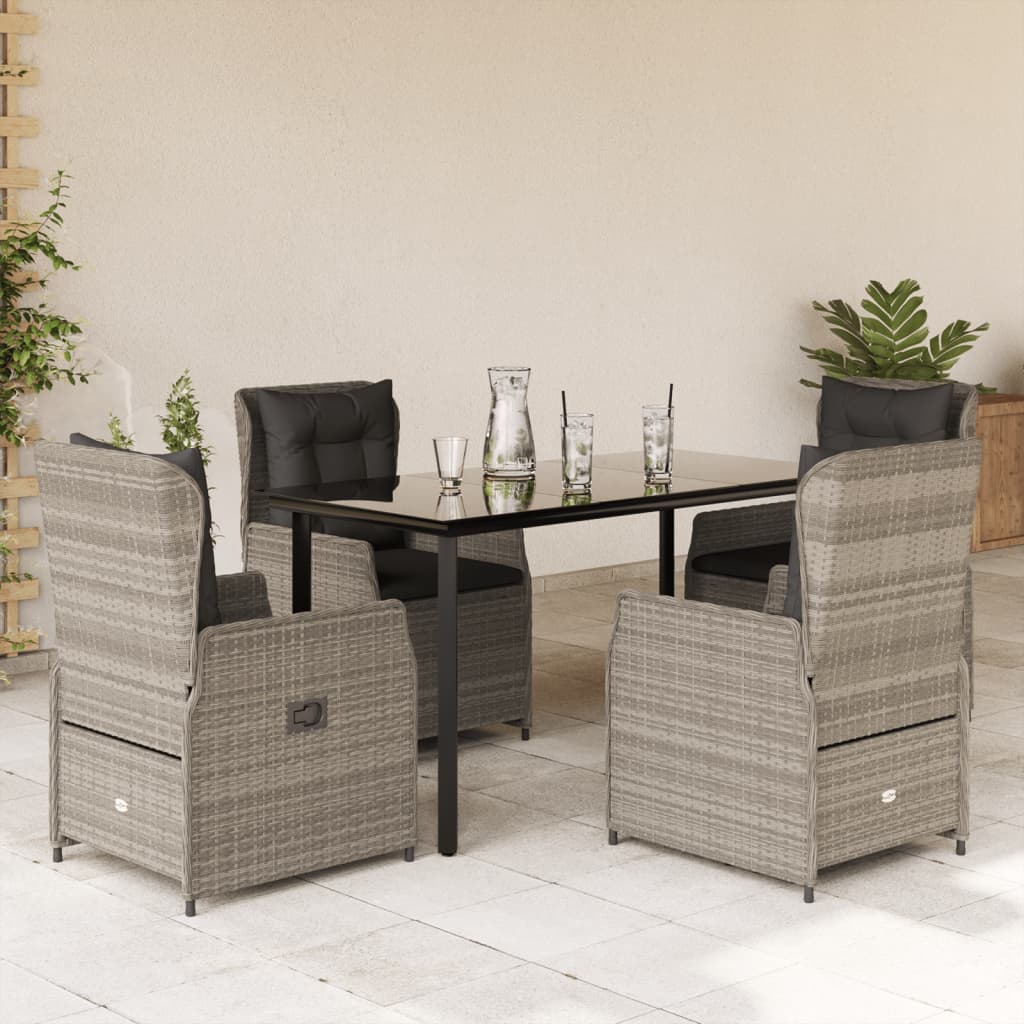 vidaXL 3-delige Tuinset met kussens poly rattan zwart