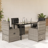 vidaXL 3-delige Tuinset met kussens poly rattan zwart