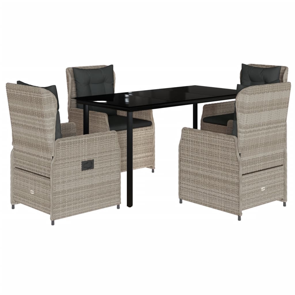 vidaXL 3-delige Tuinset met kussens poly rattan zwart