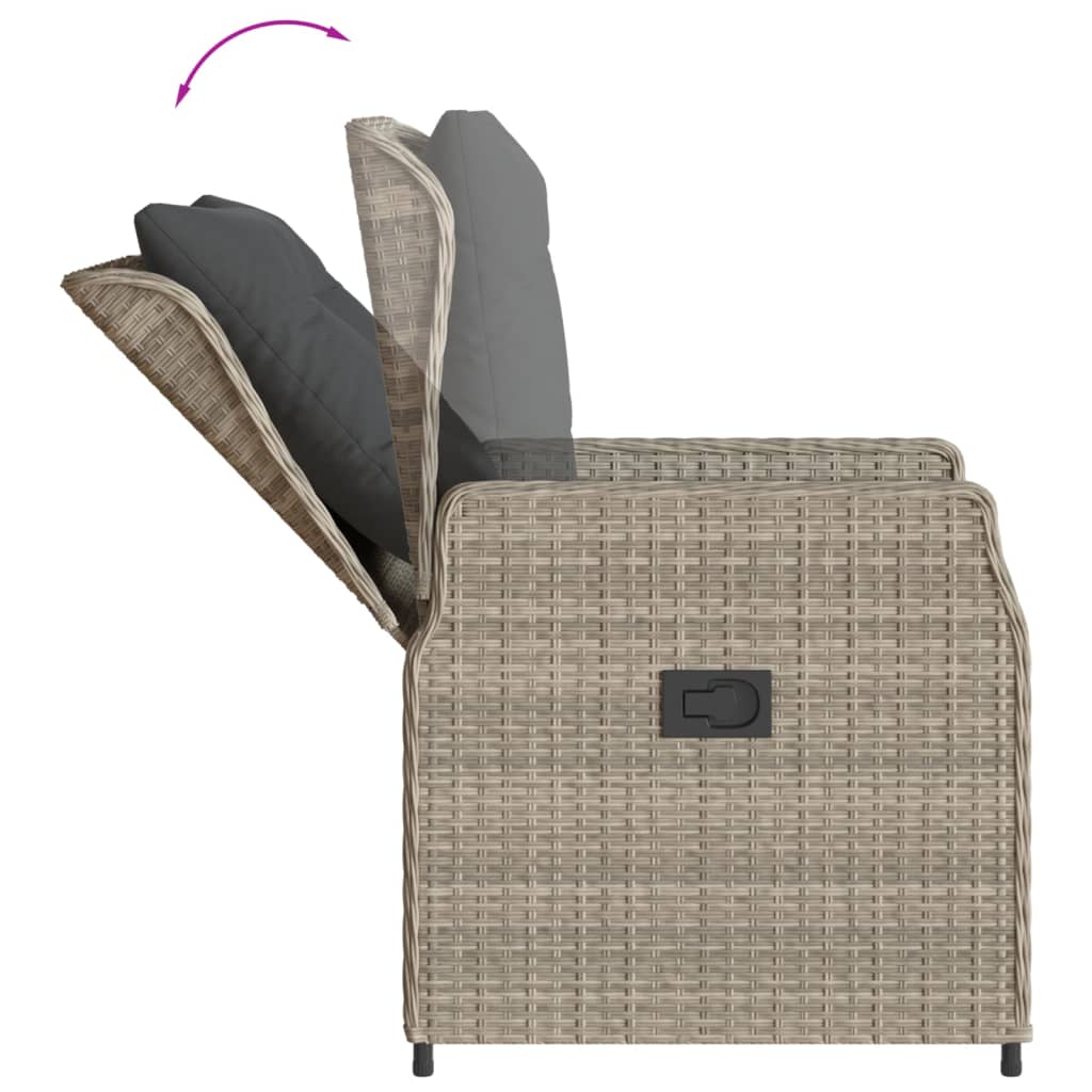 vidaXL 3-delige Tuinset met kussens poly rattan zwart