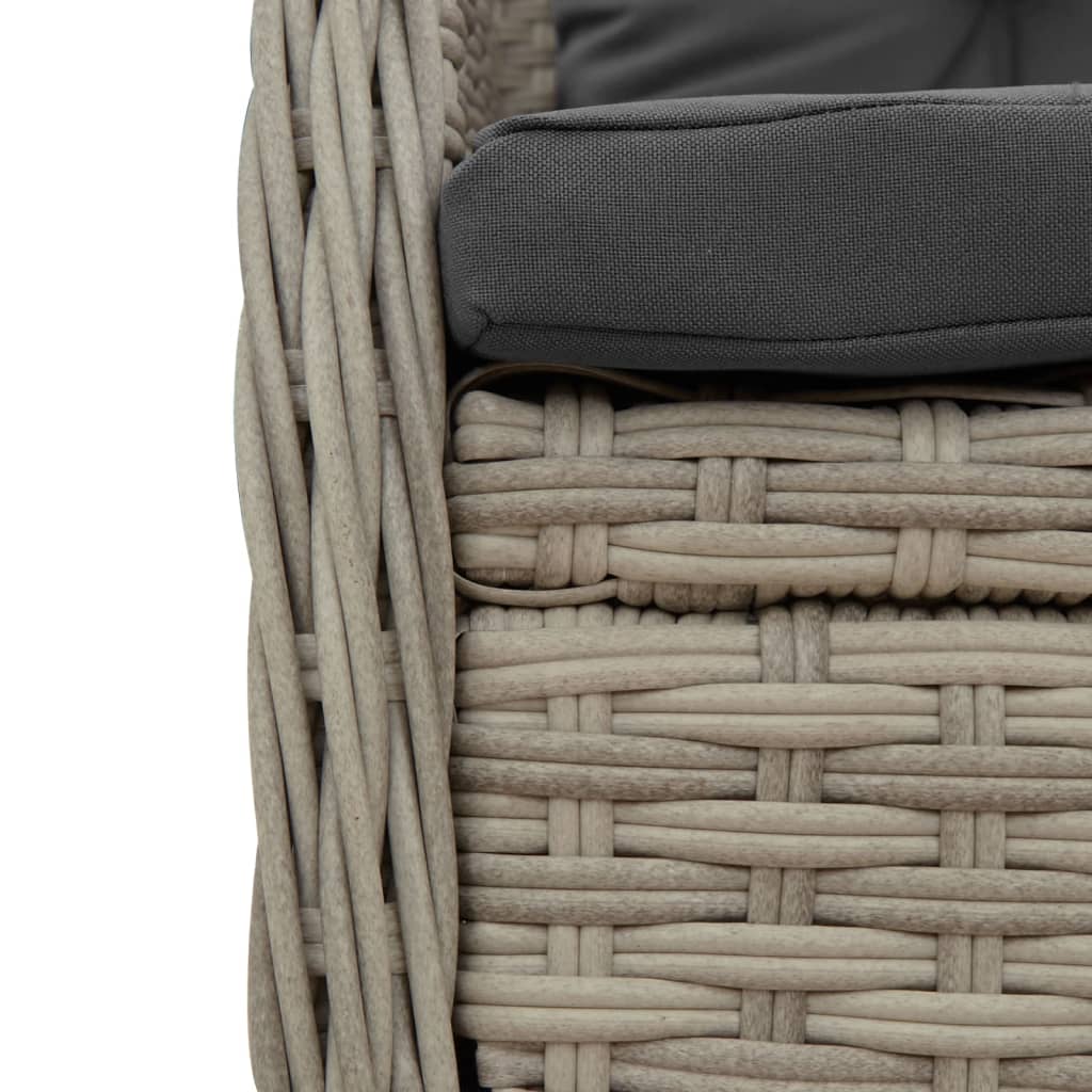 vidaXL 3-delige Tuinset met kussens poly rattan zwart
