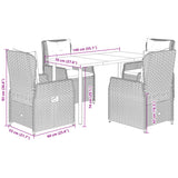 vidaXL 3-delige Tuinset met kussens poly rattan zwart