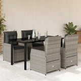 vidaXL 3-delige Tuinset met kussens poly rattan zwart