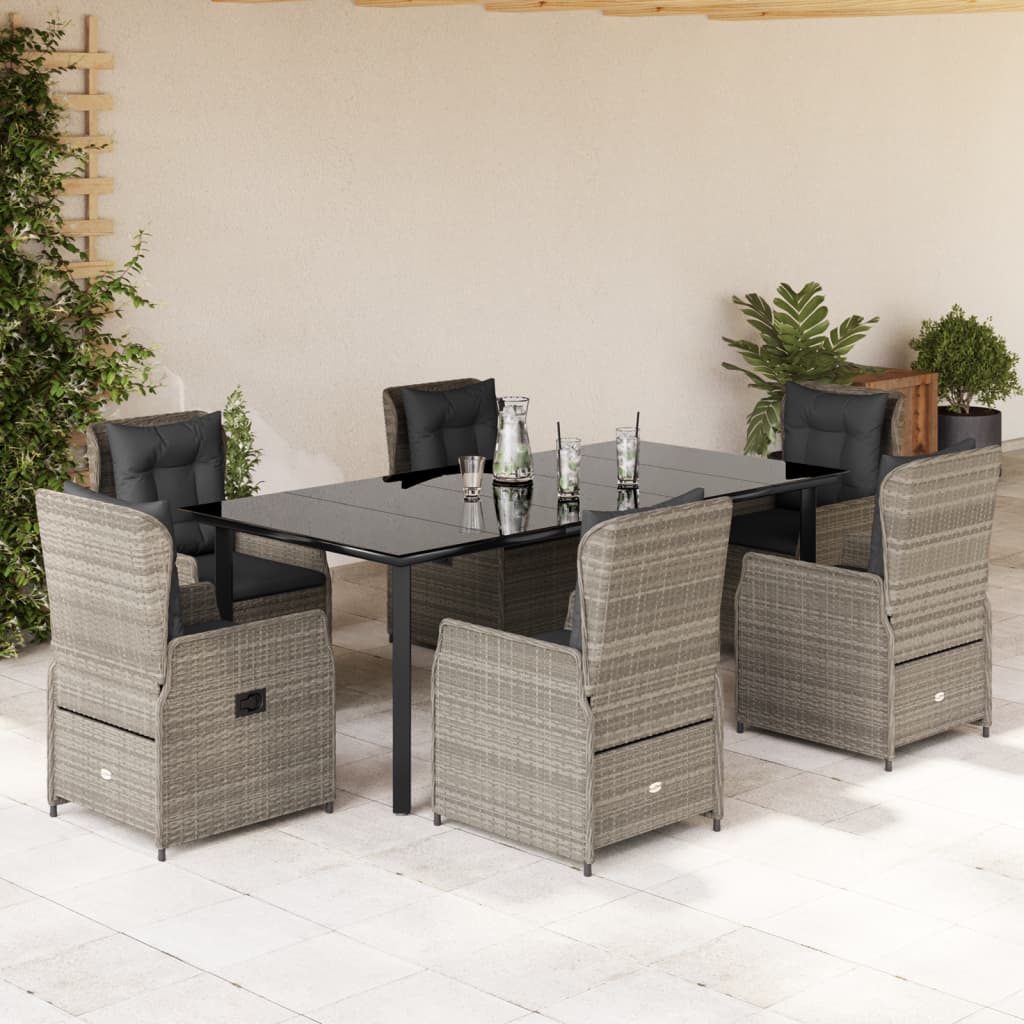 vidaXL 3-delige Tuinset met kussens poly rattan zwart