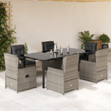 vidaXL 3-delige Tuinset met kussens poly rattan zwart