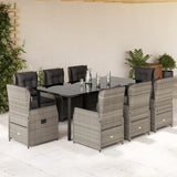 vidaXL 3-delige Tuinset met kussens poly rattan zwart
