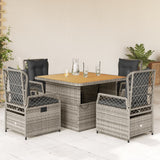 vidaXL 3-delige Tuinset met kussens poly rattan zwart