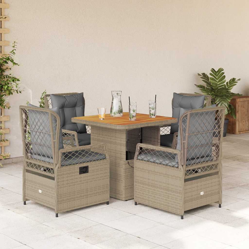 vidaXL 3-delige Tuinset met kussens poly rattan zwart