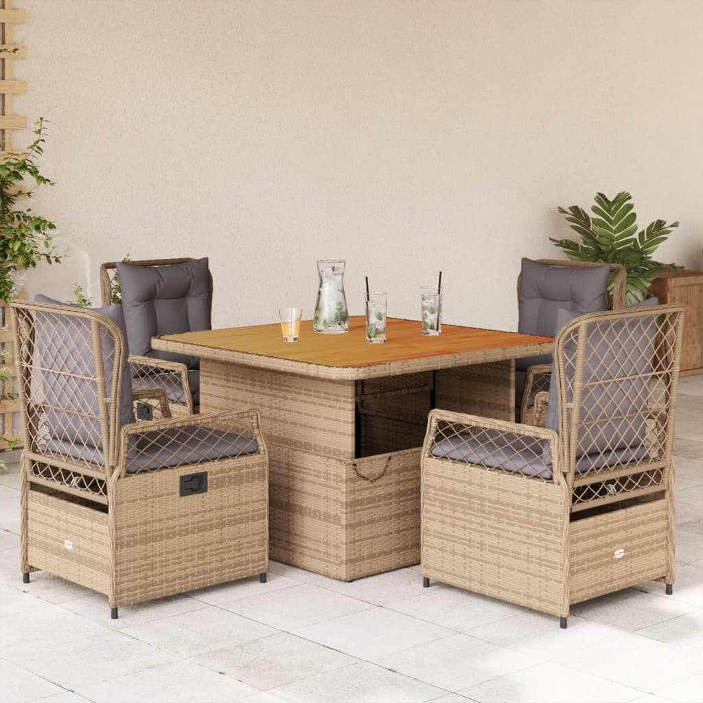 vidaXL 3-delige Tuinset met kussens poly rattan zwart