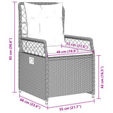 vidaXL 3-delige Tuinset met kussens poly rattan zwart