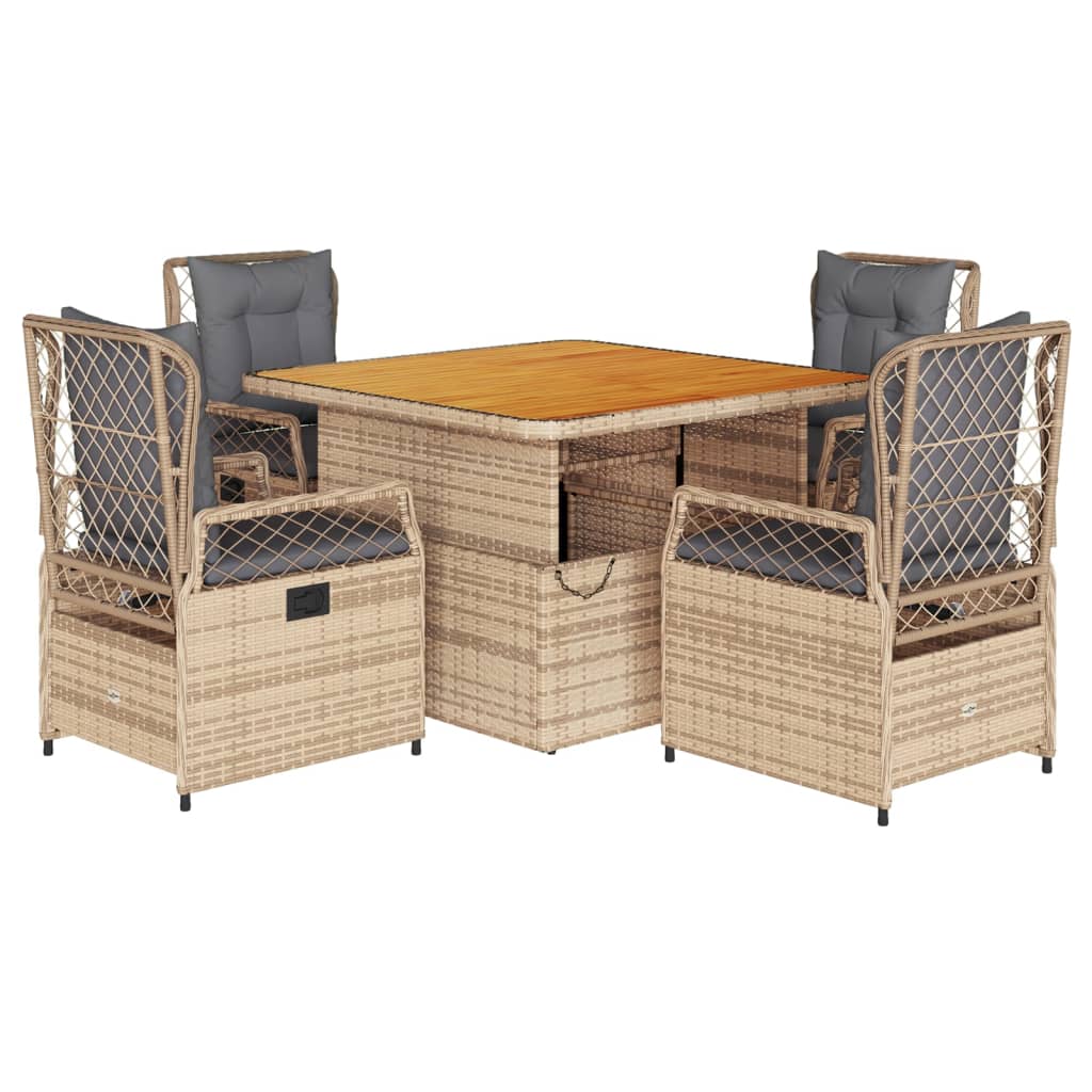 vidaXL 3-delige Tuinset met kussens poly rattan zwart