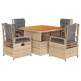 vidaXL 3-delige Tuinset met kussens poly rattan zwart
