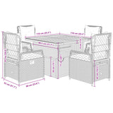 vidaXL 3-delige Tuinset met kussens poly rattan zwart