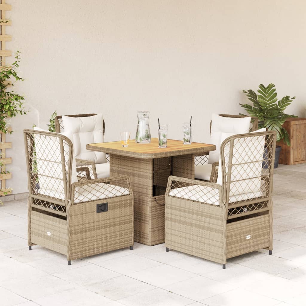 vidaXL 3-delige Tuinset met kussens poly rattan zwart