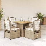 vidaXL 3-delige Tuinset met kussens poly rattan zwart