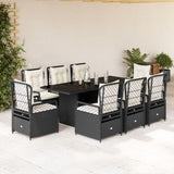 vidaXL 7-delige Tuinset met kussens poly rattan zwart